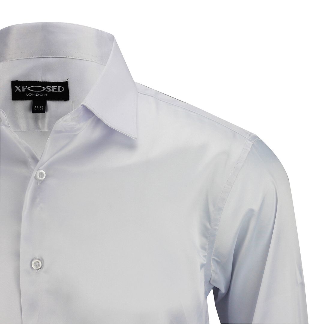 Mens Satin Silky Feel Smart Casual Double Cuff Wedding Party Formal